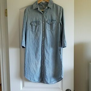 Merona Blue Denim Shirt Dress Size Small Petite